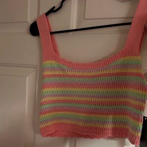 Wild Fable Pink Multicolor Striped Crop Top